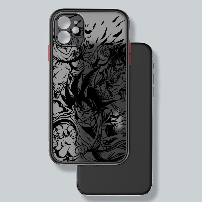 Capa de celular luxuosa D-Dragon Ball Goku fosca translúcida para Apple iPhone 15 14 13 12 11 XS XR X 8 7 SE Pro Max Plus Mini Funda