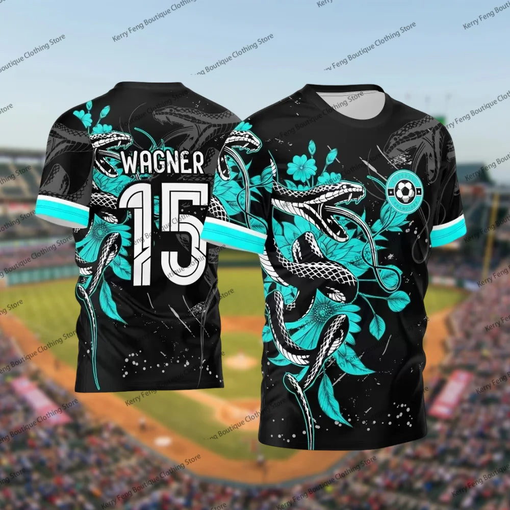 Camisa esportiva masculina de futebol com estampa 3D de verão, camiseta que absorve o suor, respirável e confortável para treino