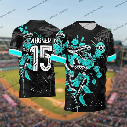 Camisa esportiva masculina de futebol com estampa 3D de verão, camiseta que absorve o suor, respirável e confortável para treino
