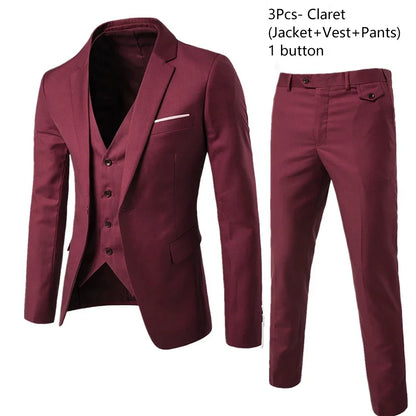 Ternos masculinos elegantes, 3 peças, 2 conjuntos de blazers, jaquetas, coletes, calças, luxo, clássico, 2025, casacos formais, trajes coreanos