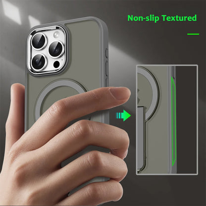 Capa de celular magnética dobrável Magsafe de luxo para iPhone 16, 15, 14 Plus, 13, 12, 11 Pro Max, capa traseira translúcida fosca