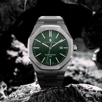 Relógio de pulso masculino SAPPHERO de luxo para negócios em aço inoxidável, esportivo, à prova d'água, resistente, presente para homens
