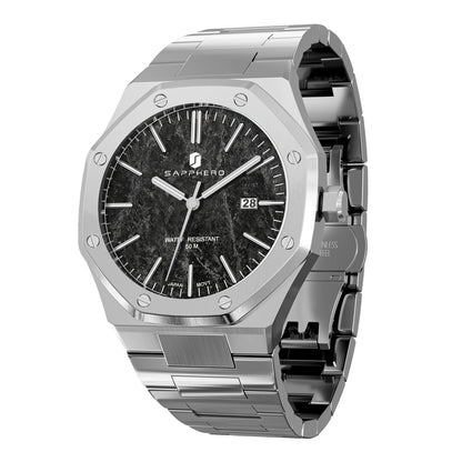 Relógio de pulso masculino SAPPHERO de luxo para negócios em aço inoxidável, esportivo, à prova d'água, resistente, presente para homens