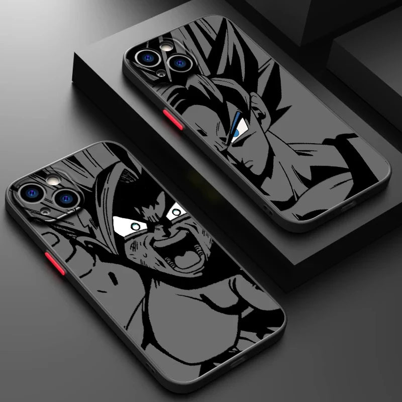 Capa de celular luxuosa D-Dragon Ball Goku fosca translúcida para Apple iPhone 15 14 13 12 11 XS XR X 8 7 SE Pro Max Plus Mini Funda