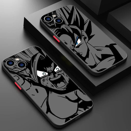 Capa de celular luxuosa D-Dragon Ball Goku fosca translúcida para Apple iPhone 15 14 13 12 11 XS XR X 8 7 SE Pro Max Plus Mini Funda