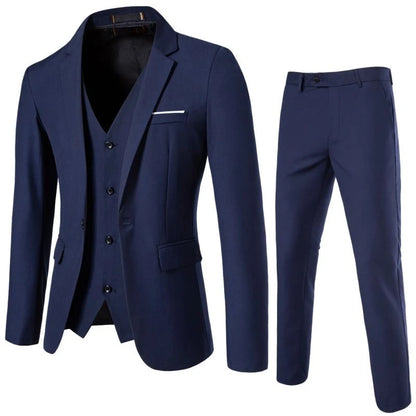 Ternos masculinos elegantes, 3 peças, 2 conjuntos de blazers, jaquetas, coletes, calças, luxo, clássico, 2025, casacos formais, trajes coreanos