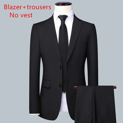 Terno masculino de cor sólida, alta qualidade, moda 2025, banquete, casamento, tendência, padrinho, solteiro, 3/2/1