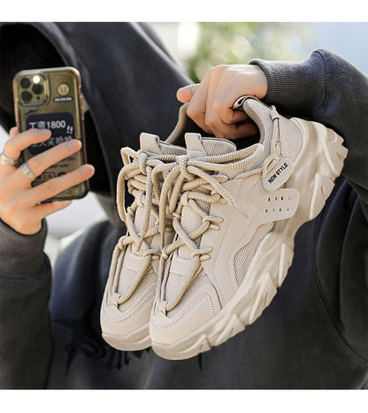 Tênis masculino casual respirável com sola grossa para corrida ao ar livre Four Seasons, novo tênis masculino com sola macia e confortável