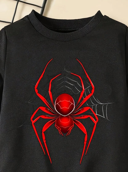 Conjunto de roupas infantis de outono para meninos e meninas, moletom com estampa Spider, blusa e calça, 2 peças, terno de manga comprida, agasalho