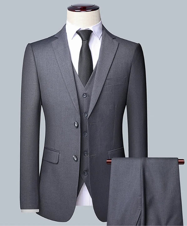 Terno masculino de cor sólida, alta qualidade, moda 2025, banquete, casamento, tendência, padrinho, solteiro, 3/2/1