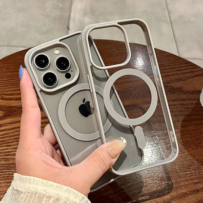 Capa de celular magnética de acrílico à prova de choque transparente para iPhone 16 15 14 13 12 11 Pro Max 14 Plus com carregamento sem fio Magsafe e capa rígida de PC