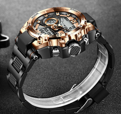 Relógio militar masculino Lige, digital, à prova d'água, 50 m, LED, quartzo, esportivo, grande, relógio masculino