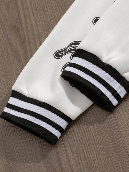 Jaqueta de beisebol masculina Manfinity EMRG com estampa simples e manga comprida para uso diário, jaqueta masculina, roupas masculinas, jaquetas para homens