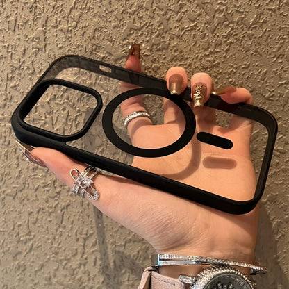 Capa de celular magnética de acrílico à prova de choque transparente para iPhone 16 15 14 13 12 11 Pro Max 14 Plus com carregamento sem fio Magsafe e capa rígida de PC
