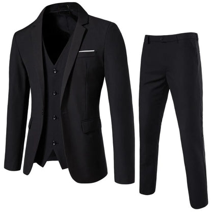 Ternos masculinos elegantes, 3 peças, 2 conjuntos de blazers, jaquetas, coletes, calças, luxo, clássico, 2025, casacos formais, trajes coreanos
