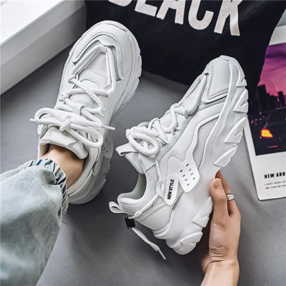Tênis masculino casual respirável com sola grossa para corrida ao ar livre Four Seasons, novo tênis masculino com sola macia e confortável