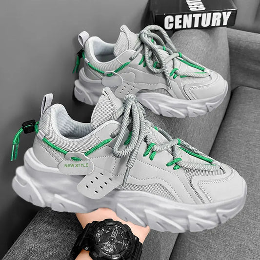 Tênis masculino casual respirável com sola grossa para corrida ao ar livre Four Seasons, novo tênis masculino com sola macia e confortável