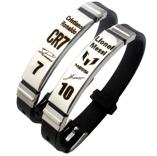 Pulseira de silicone de aço inoxidável HNSP Lionel Messi Cristiano Ronaldo Neymar, estrela do futebol, para homens, acessório de futebol para meninos, presente
