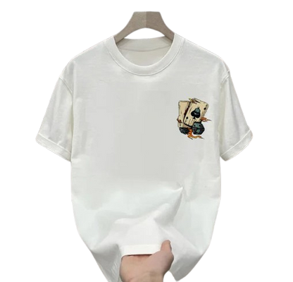 Camisa masculina de manga curta estampada em algodão, nova moda 2025, casual, gola redonda, 100% algodão
