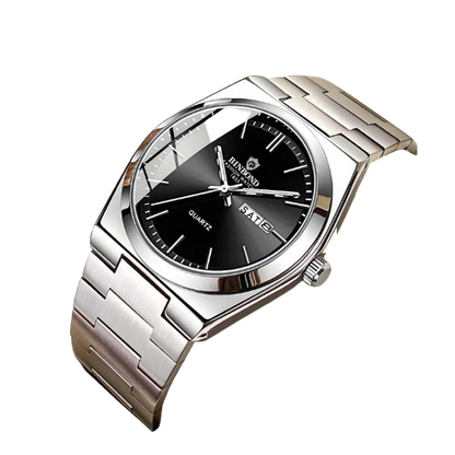 Relógio masculino UTHAI de luxo, leve, de aço inoxidável, com calendário duplo, à prova d'água, para negócios, lazer, moda, relógio de quartzo